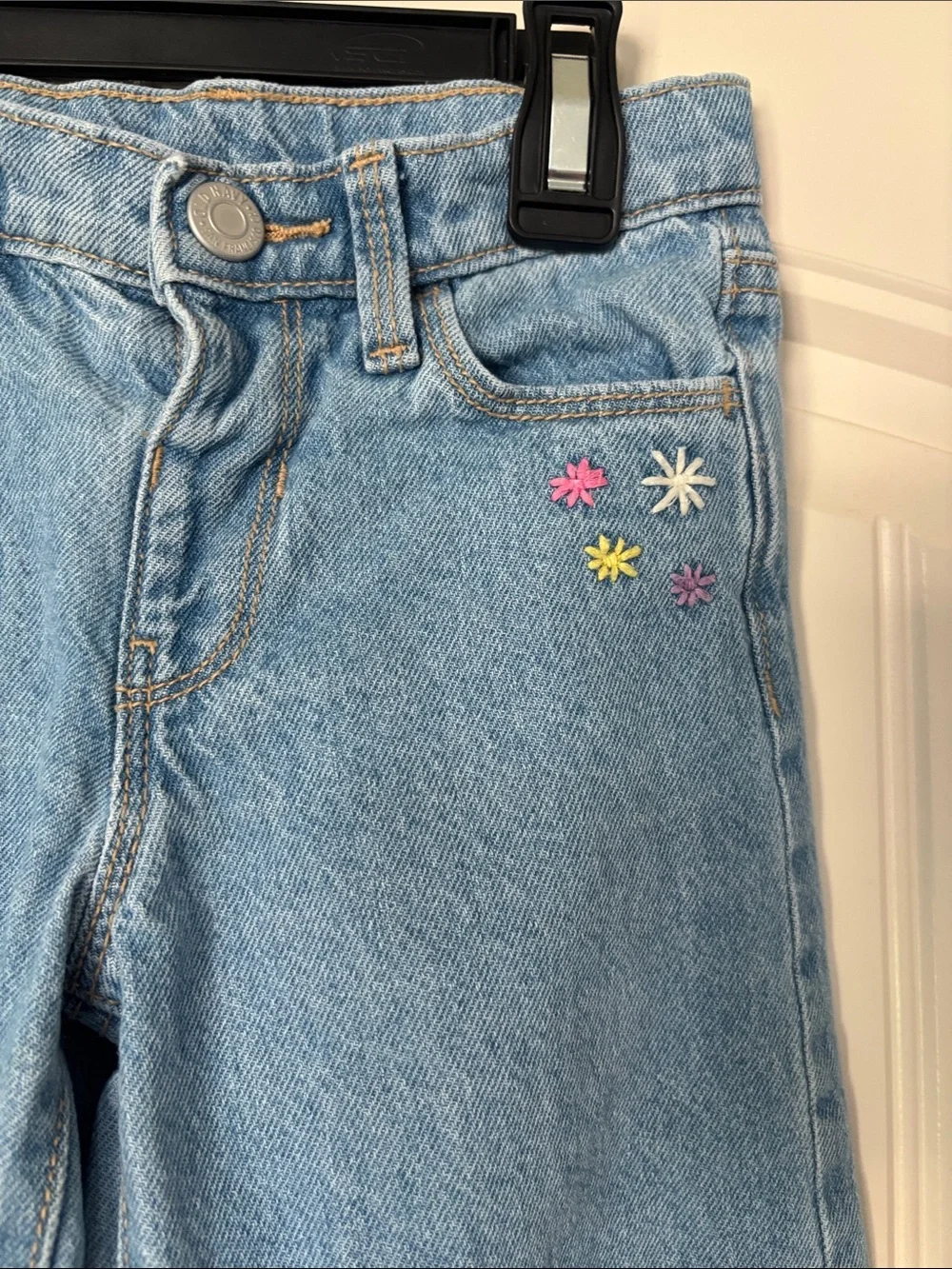 Old Navy Light Blue Girls' Embroidered Wide-Leg Jeans